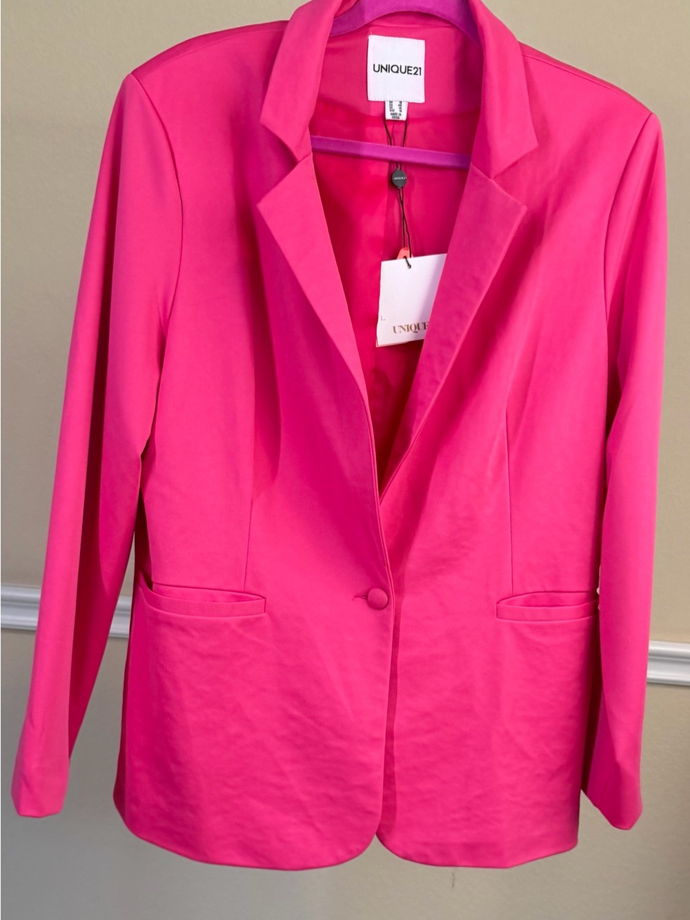 Unique21 Hot Pink Single-Button Blazer